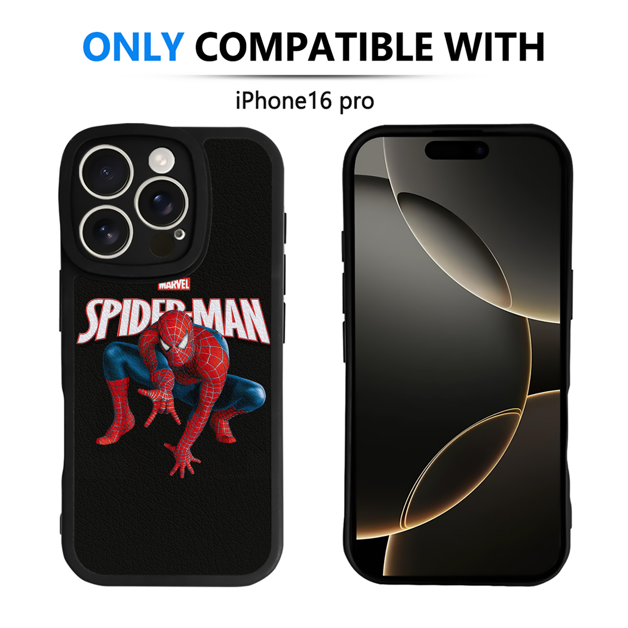 （画像用） Spider Man スパイダーマン 【iPhone 16シリーズ対応】シリコンスマホケース（レザー調） 材質：シリコン